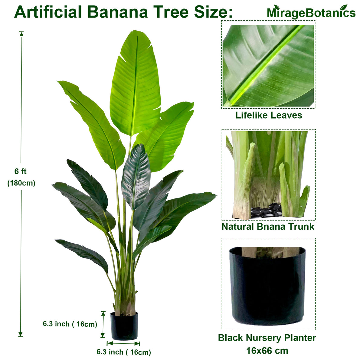Artificial Banana Plant Fake Bird of Paradise Plant for Indoors and Outdoors,Faux Palm Tree for Office and Home Decor, Housewarming Gift