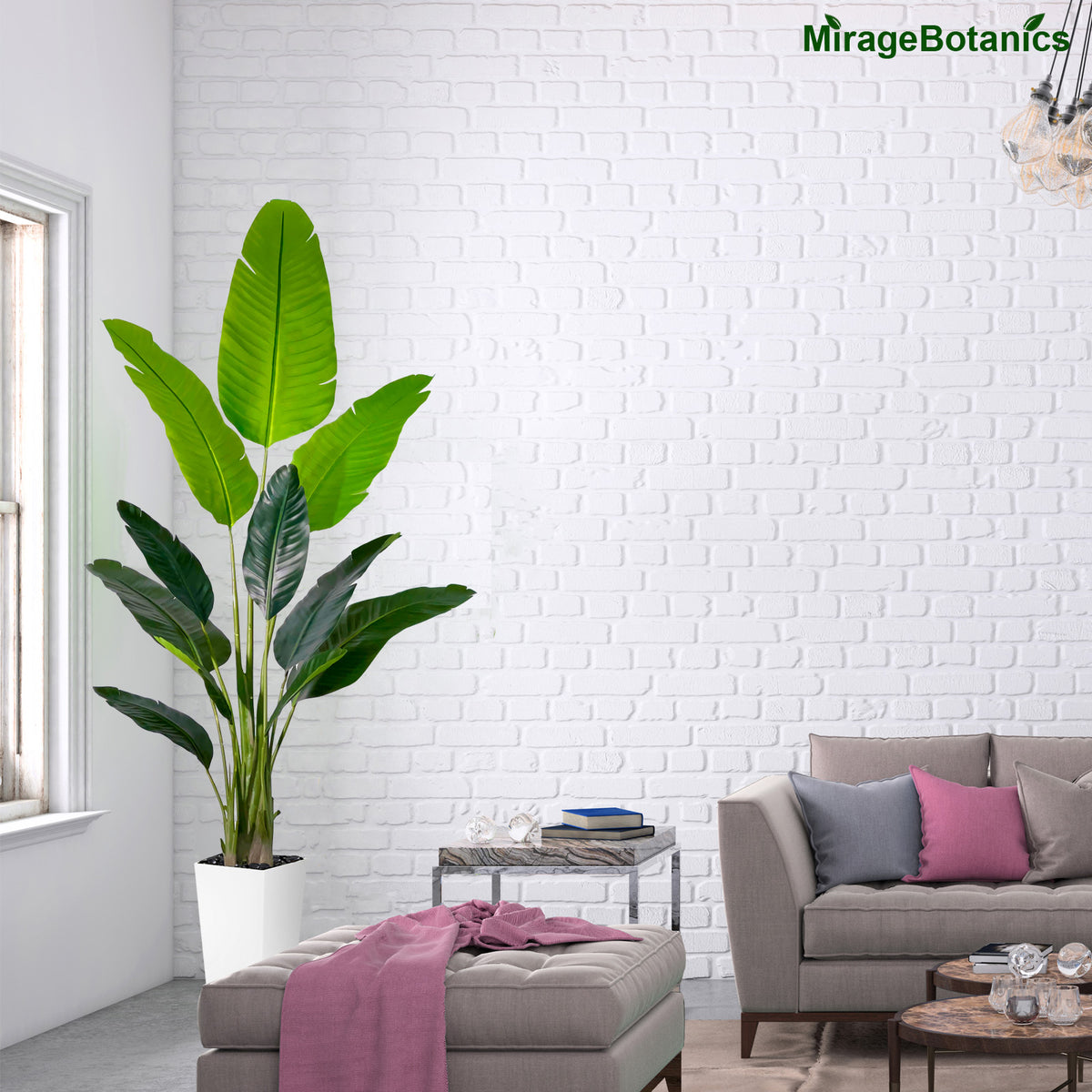 Artificial Banana Plant Fake Bird of Paradise Plant for Indoors and Outdoors,Faux Palm Tree for Office and Home Decor, Housewarming Gift