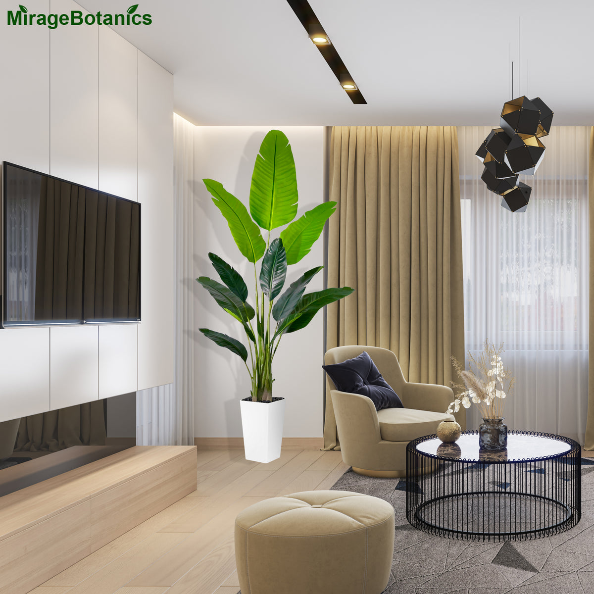 Artificial Banana Plant Fake Bird of Paradise Plant for Indoors and Outdoors,Faux Palm Tree for Office and Home Decor, Housewarming Gift