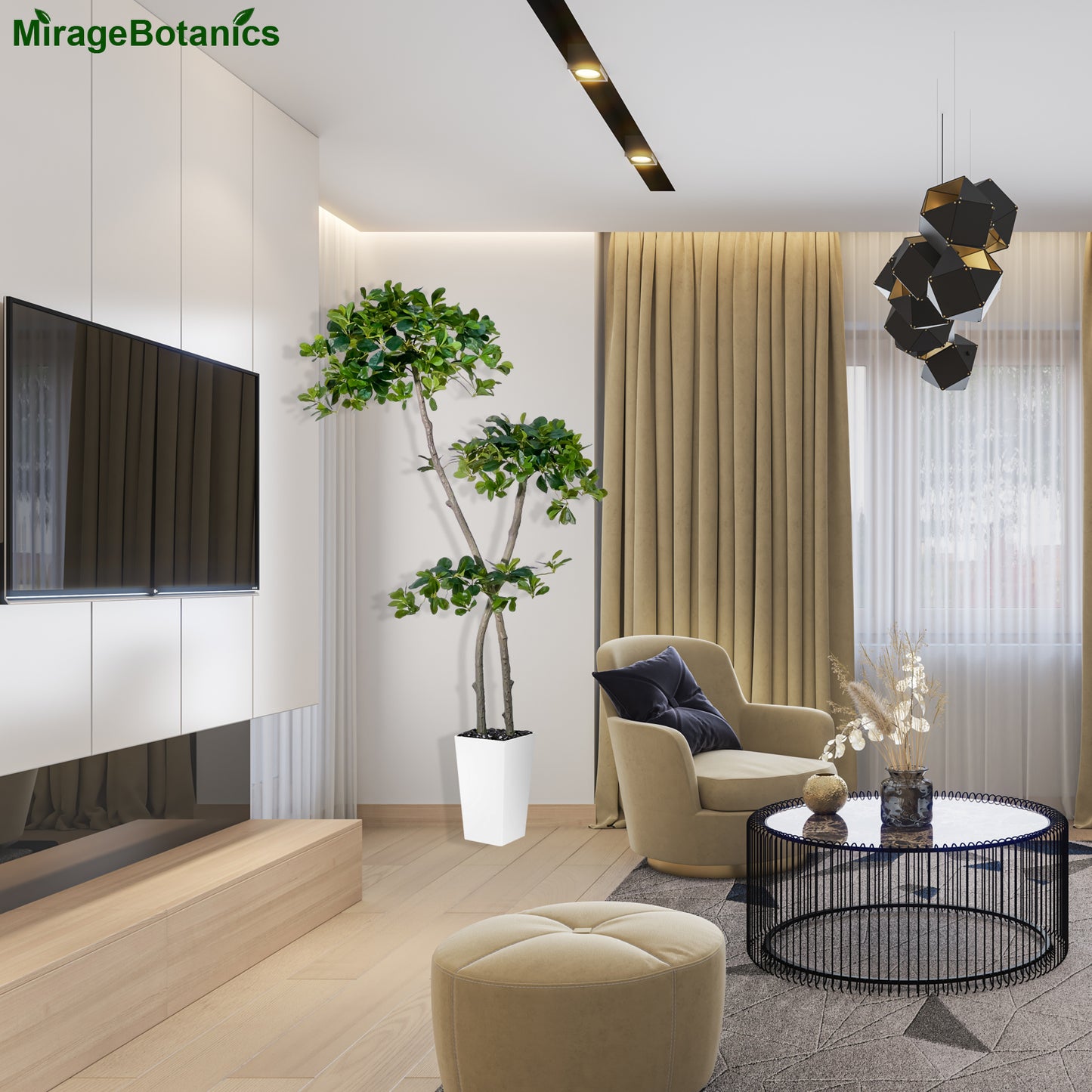 150cm Tall Artificial Black Olive Tree with 959 Lifelike Leaves, Fake Plant in White Tall Planters, Faux Olive Tree with 2 Poles for Living Room Office Garden Decor