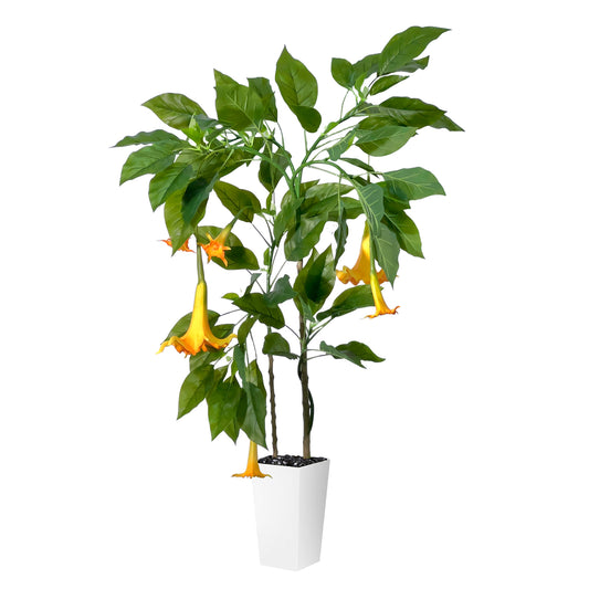 160cm Artificial SunFlower Tree, Artificial Fuchsia Tree,  Faux Plant Morning Glory Tree Fake Plant with White Tall Planter for Home Office Garden Decor Housewarming Gift
