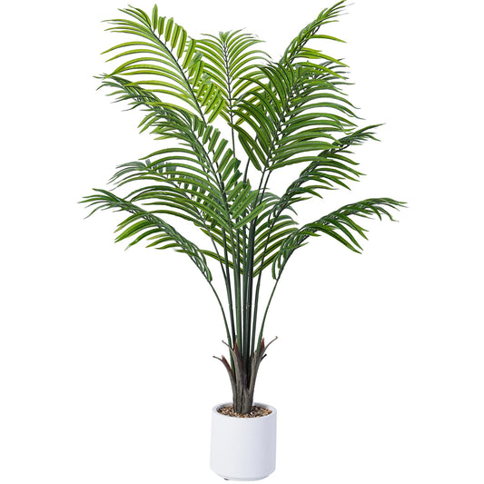 Artificial Palm Tree - 4FT Fake Tree with White Tall Planter
