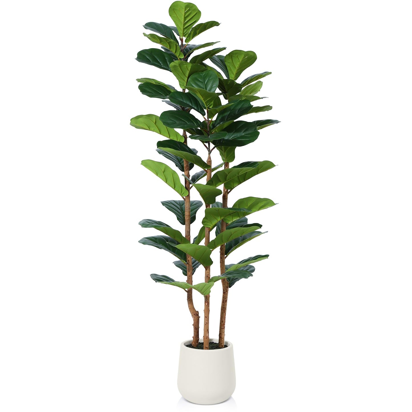 5 Ft Artificial Fiddle Leaf Fig Tree with White Planter Pot