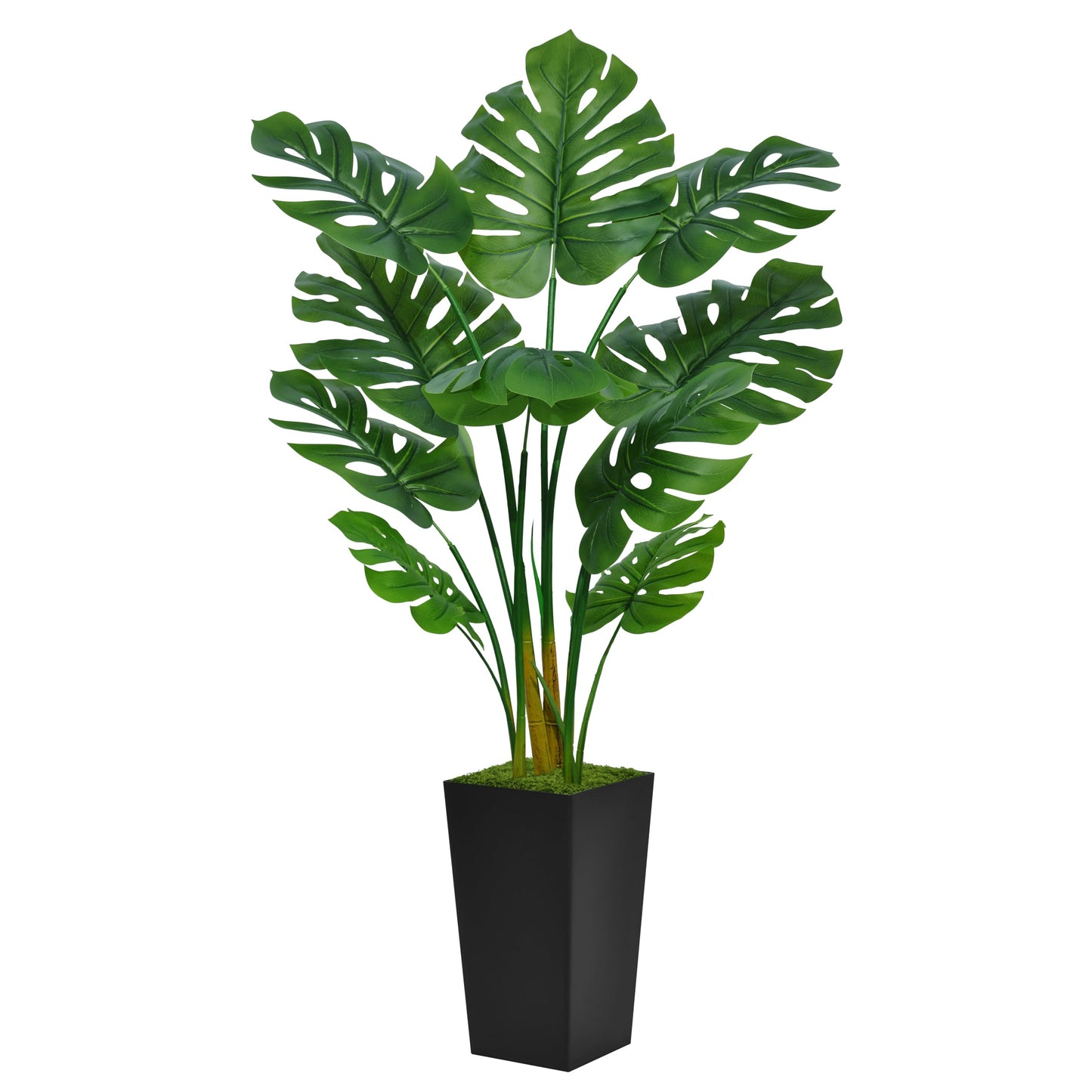 5FT Artificial Monstera Deliciosa Plant  - Faux Tropical Palm Tree with Tall Planter