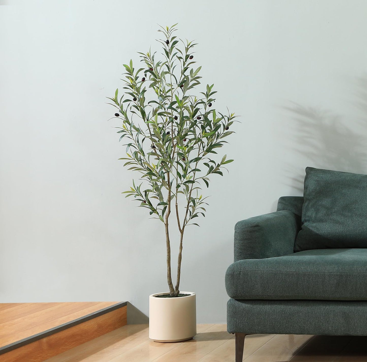 6~7FT Artificial Olive Trees Indoor Outdoor with White Tall Planter