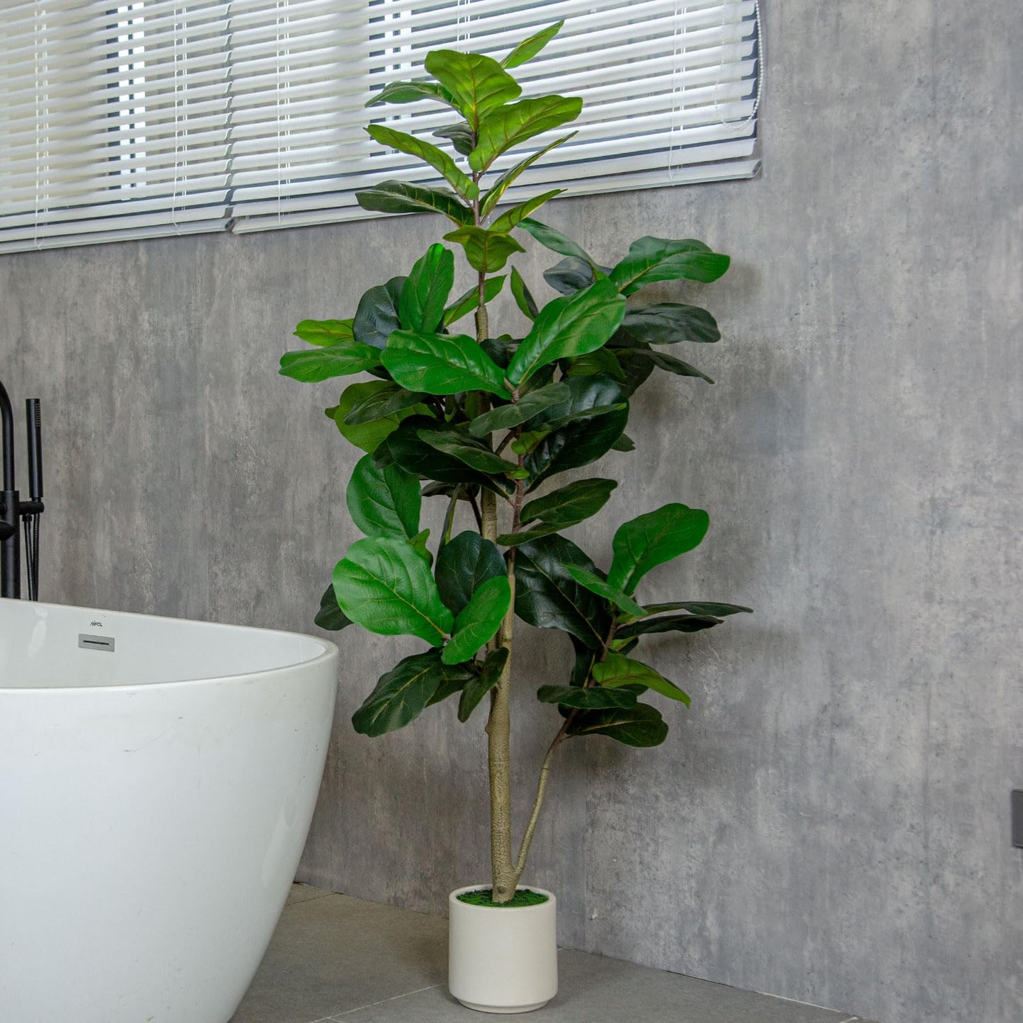 6FT Fiddle Leaf Fig Artificial Tree with White Planter Pot
