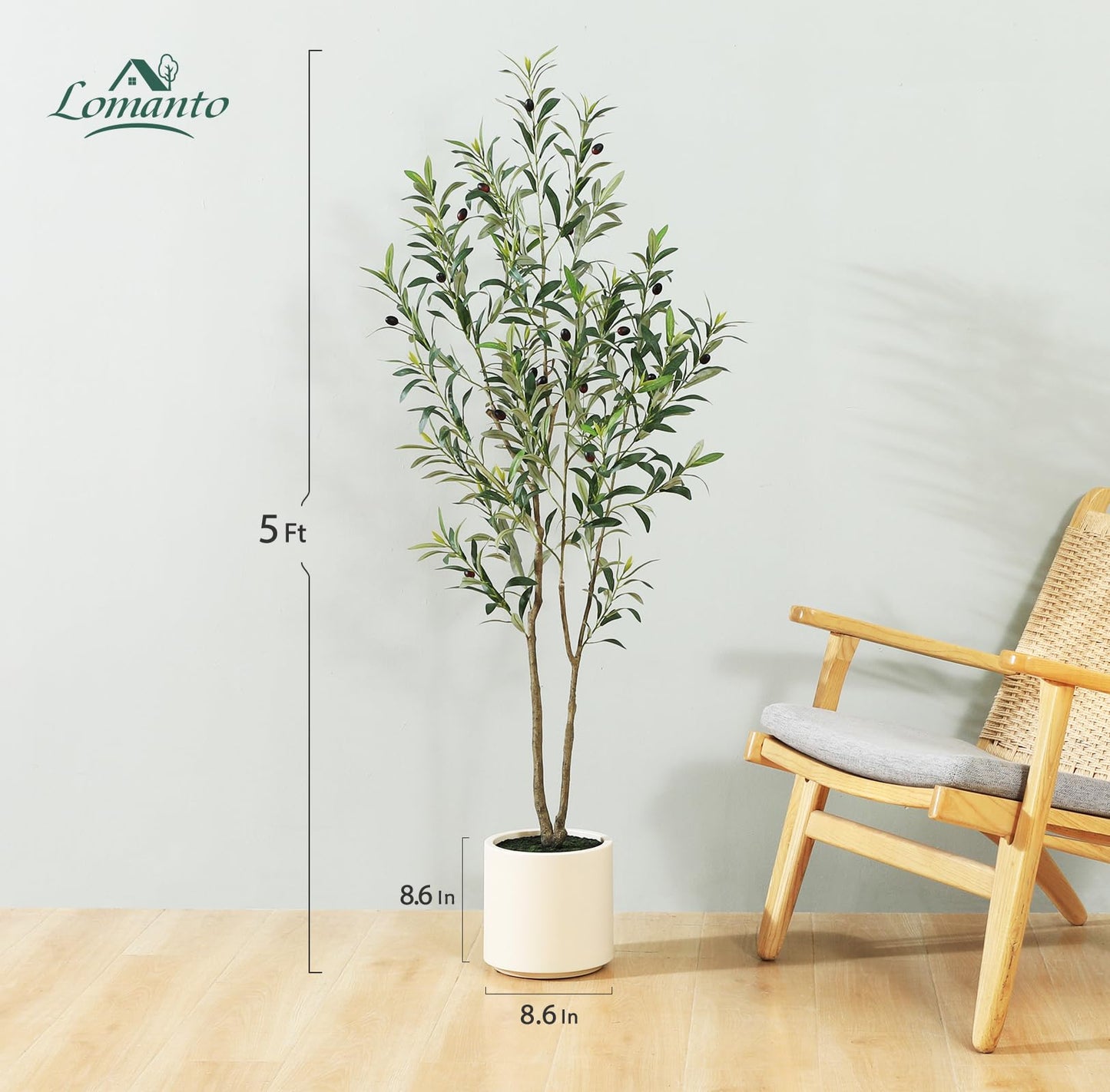 6~7FT Artificial Olive Trees Indoor Outdoor with White Tall Planter