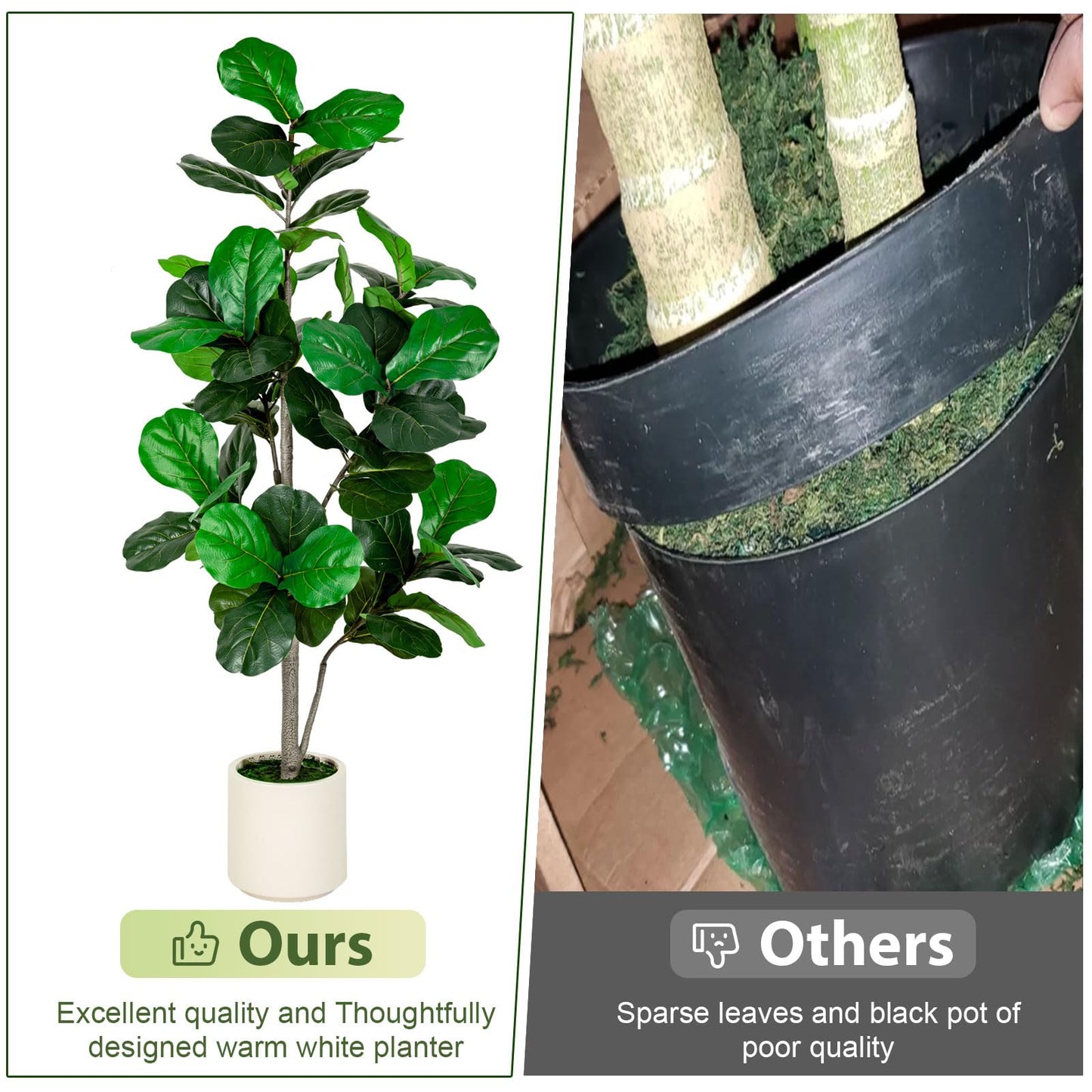 6FT Fiddle Leaf Fig Artificial Tree with White Planter Pot
