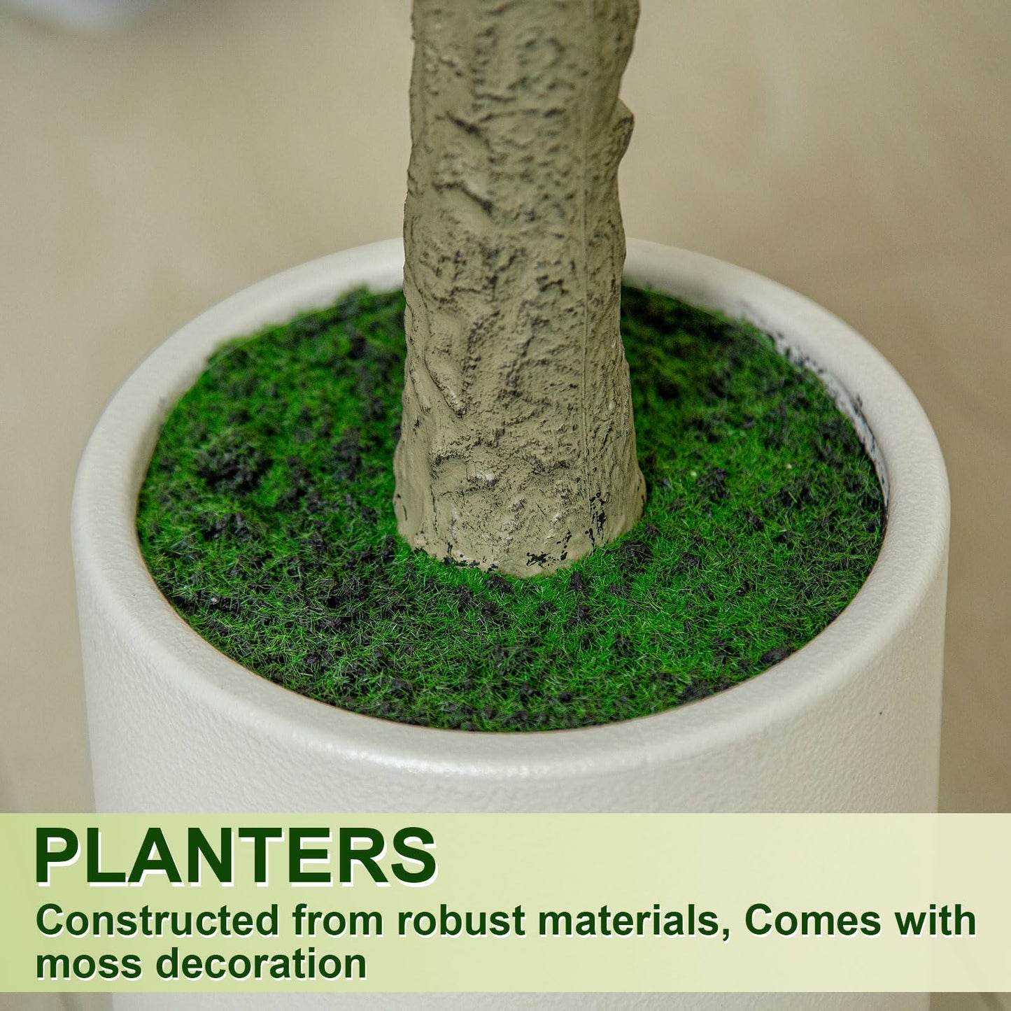 6FT Fiddle Leaf Fig Artificial Tree with White Planter Pot