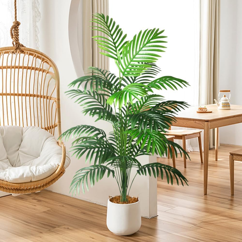 4FT 2pcs Large Artificial Plants Fake Palm Tree Tropical Palm Leaves Faux Palm Plants