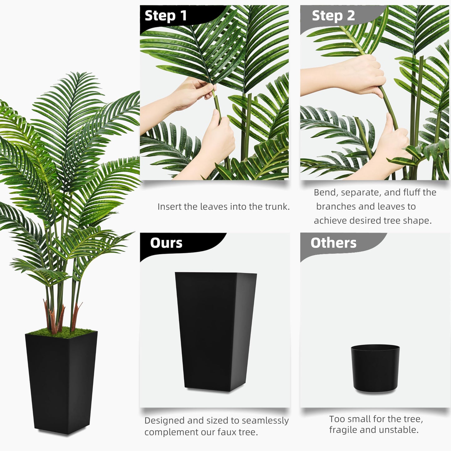 Artificial Palm Tree - 5FT Fake Tree with Tall Planter