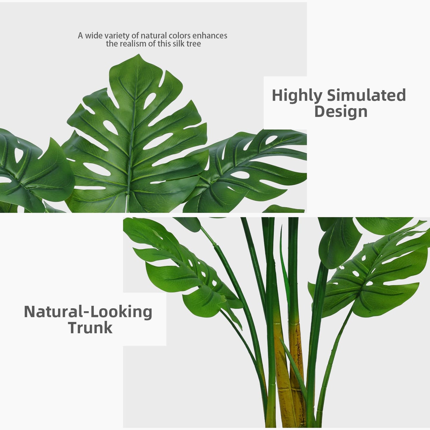 5FT Artificial Monstera Deliciosa Plant  - Faux Tropical Palm Tree with Tall Planter